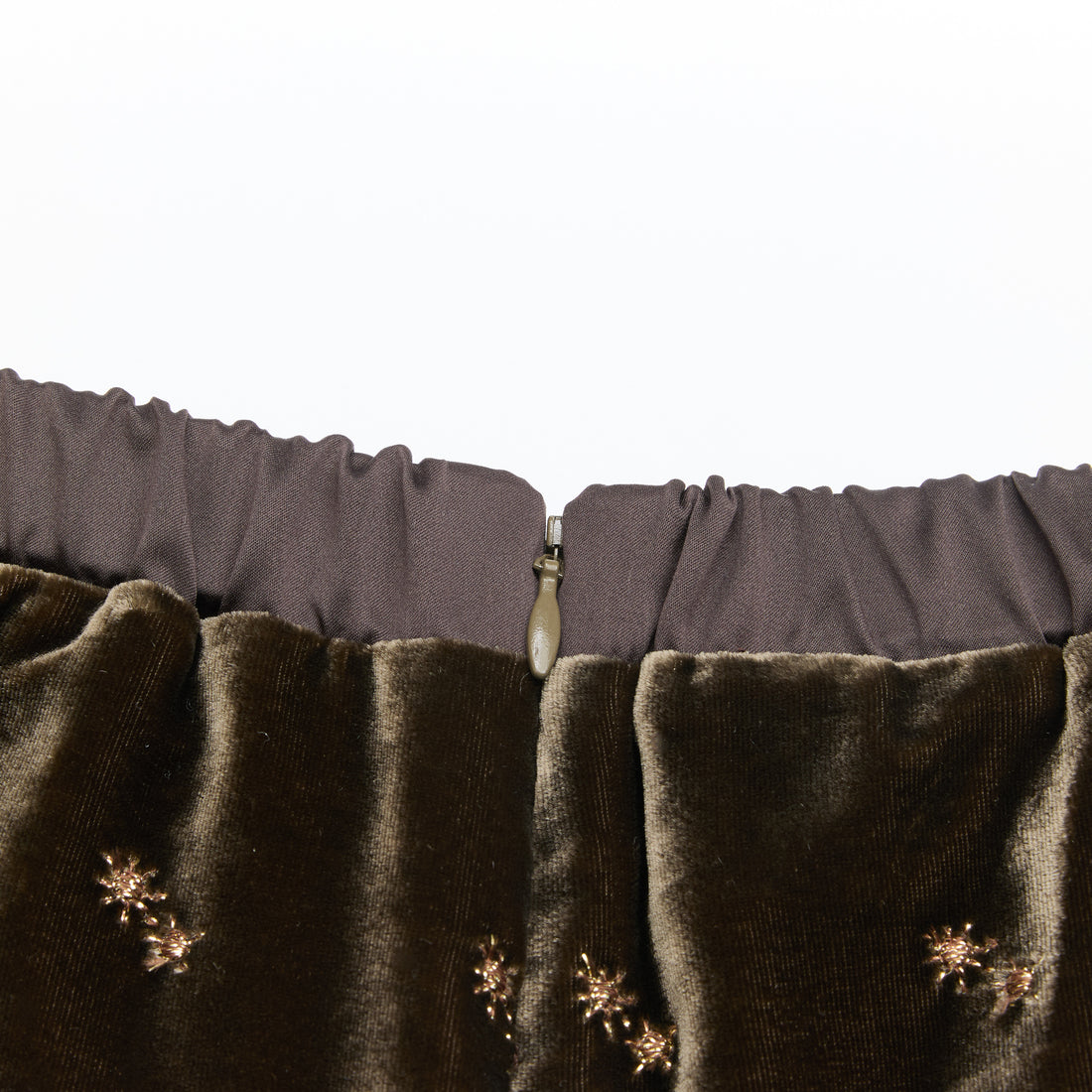 "Imperial Garden Teatime"法國細針嵌點刺繡工藝絲絨長褲—Silent Gleam微光成詩