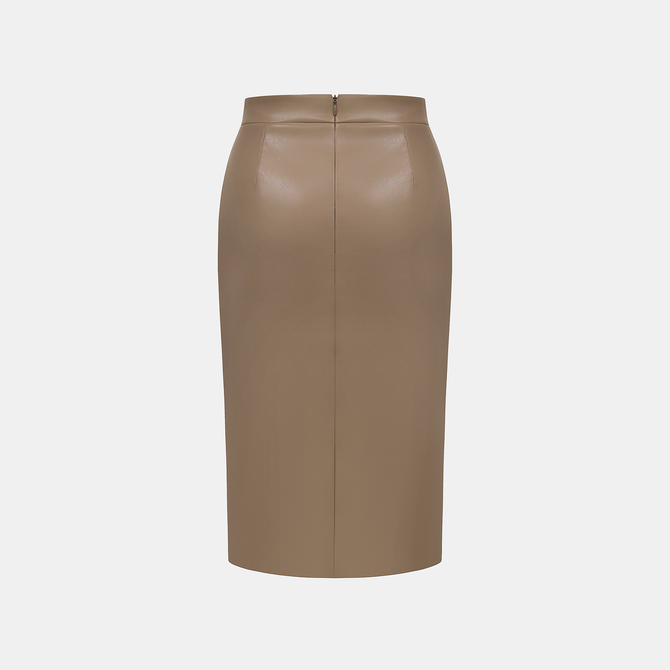 “Easy-go Chic” 純素皮精裁切皮工藝鉛筆裙—Cameo Brown寶石布朗