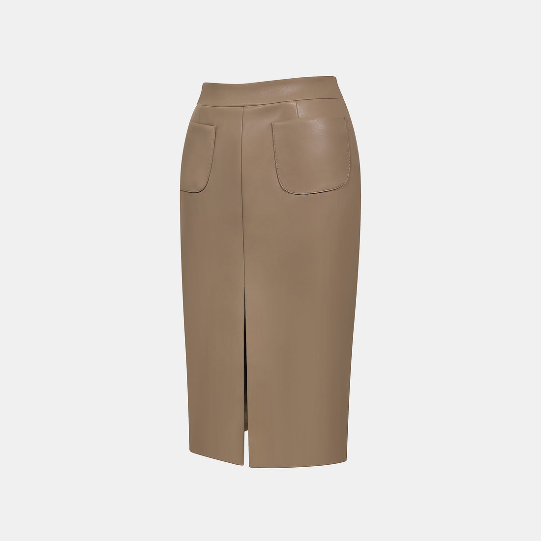“Easy-go Chic” 純素皮精裁切皮工藝鉛筆裙—Cameo Brown寶石布朗