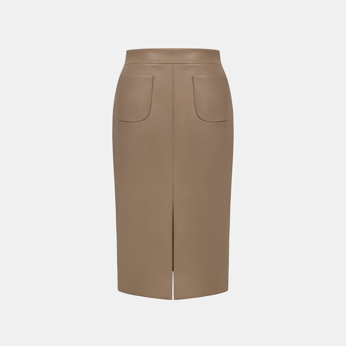 “Easy-go Chic” 純素皮精裁切皮工藝鉛筆裙—Cameo Brown寶石布朗