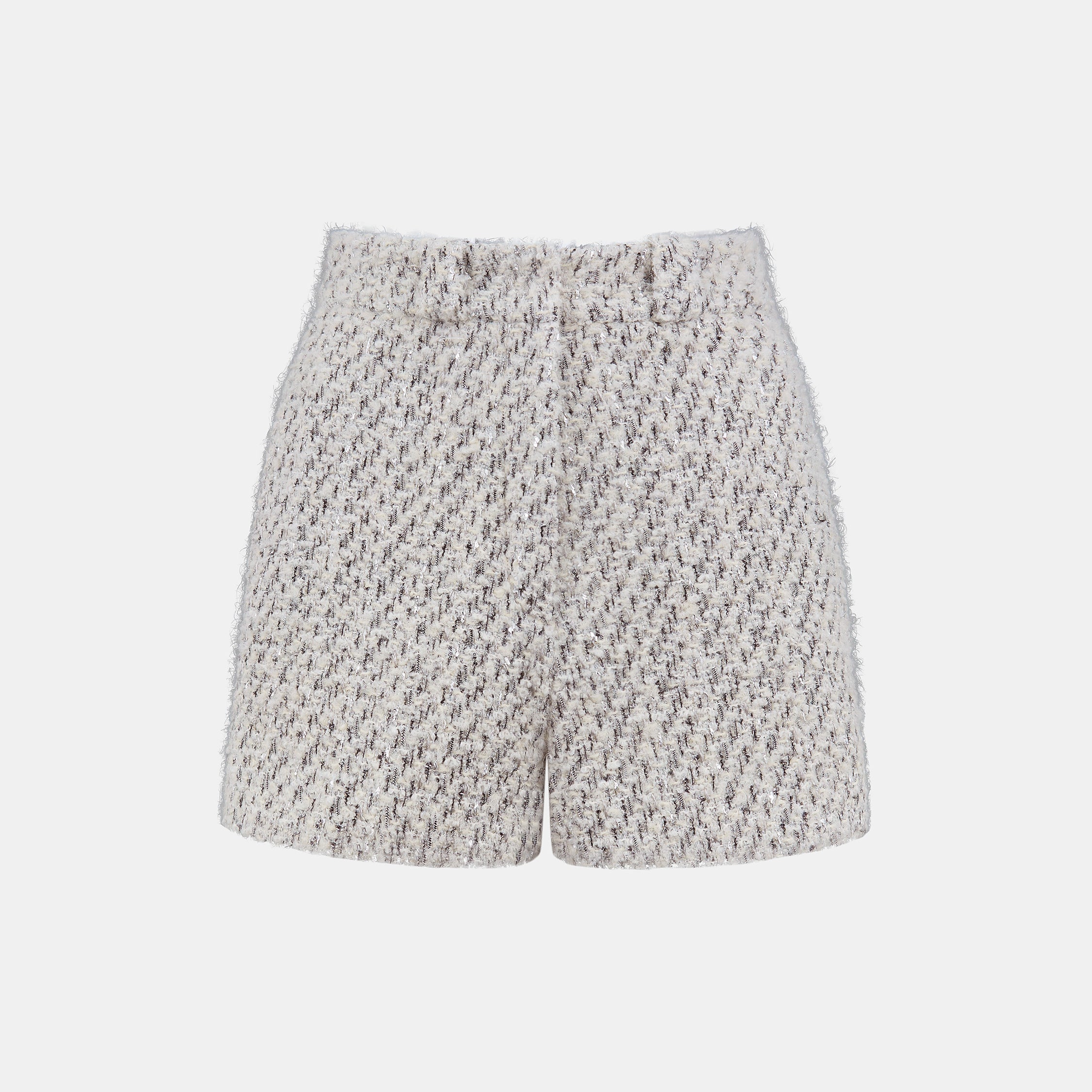 “Sloane Ave."法國高級訂製蓬圈銀織花呢短褲—Silver Mist輕雪銀花
