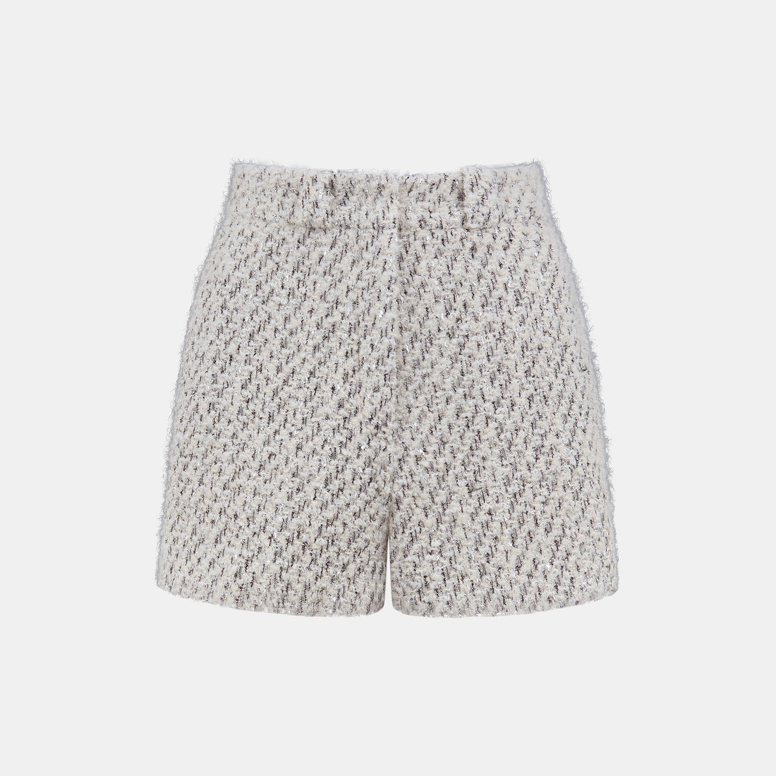 “Sloane Ave."法國高級訂製蓬圈銀織花呢短褲—Silver Mist輕雪銀花