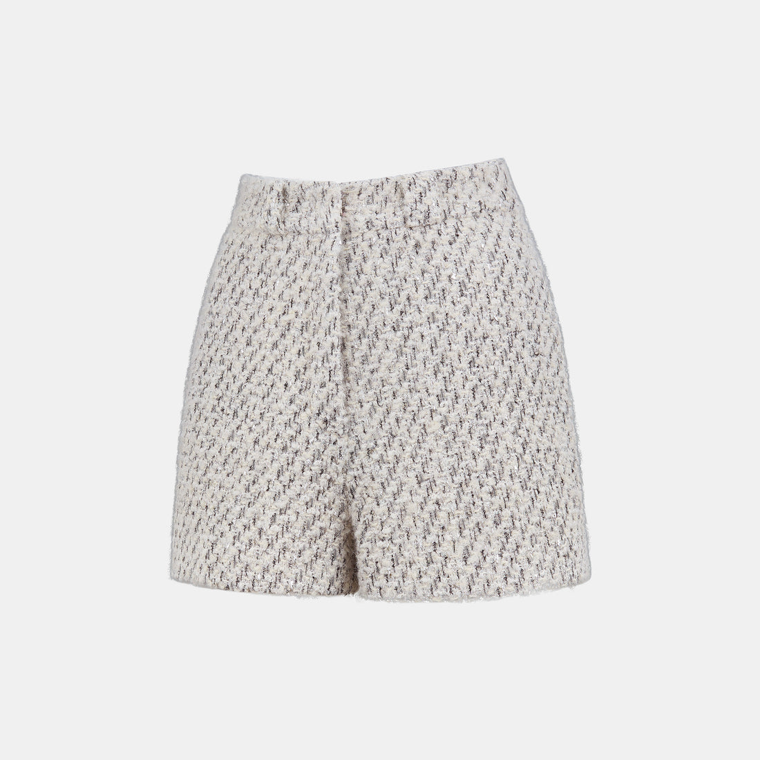 “Sloane Ave."法國高級訂製蓬圈銀織花呢短褲—Silver Mist輕雪銀花