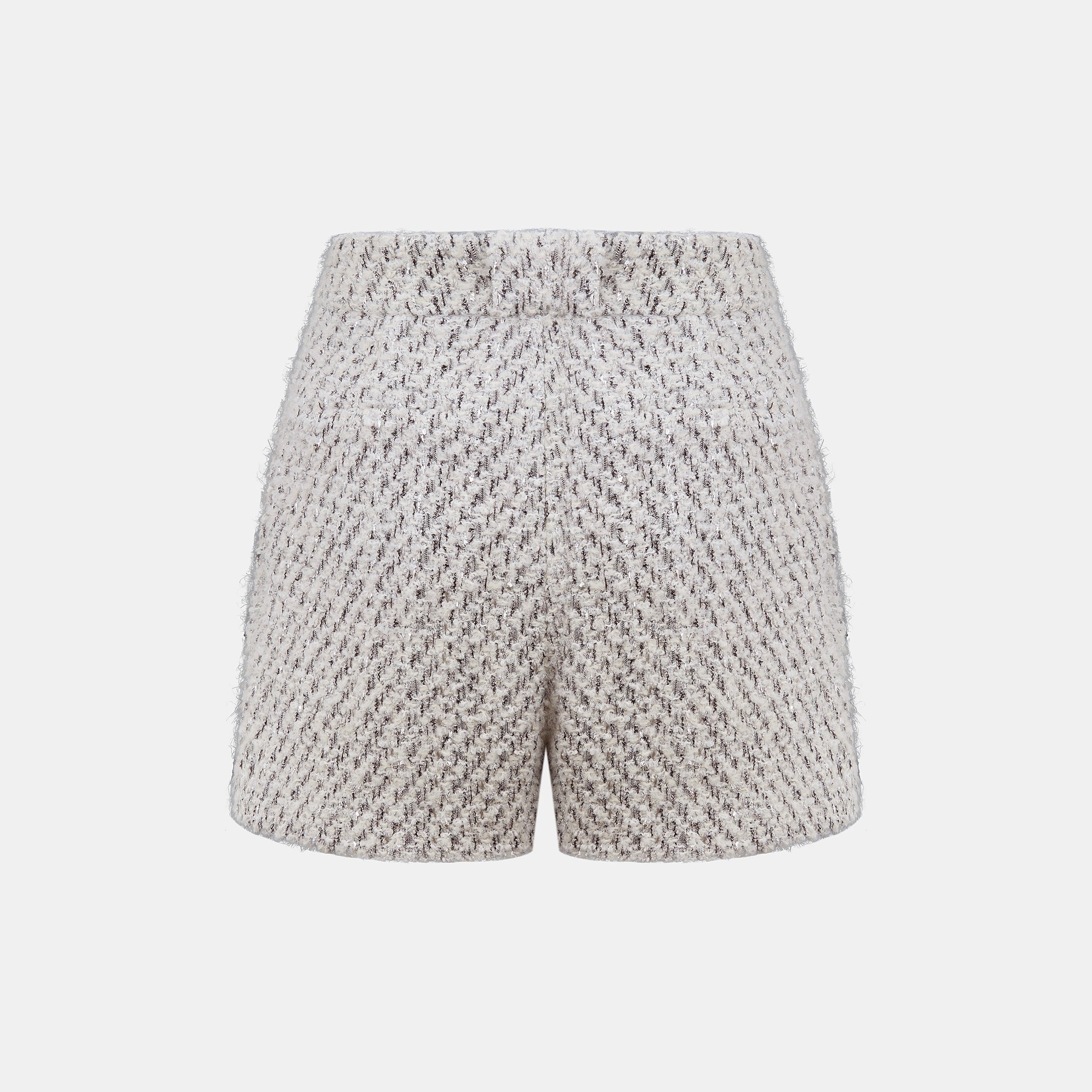 “Sloane Ave."法國高級訂製蓬圈銀織花呢短褲—Silver Mist輕雪銀花
