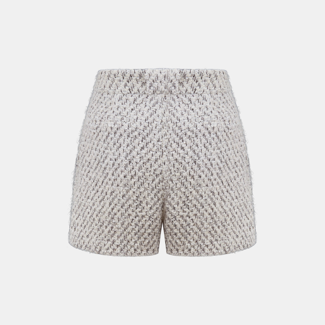 “Sloane Ave."法國高級訂製蓬圈銀織花呢短褲—Silver Mist輕雪銀花