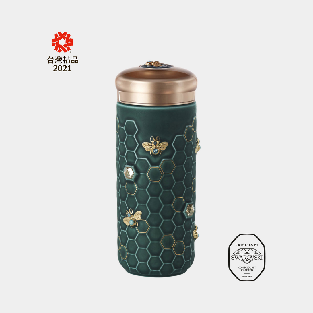 乾唐軒 吉星大豐收鎏金水晶隨身杯 ─ 孔雀綠金