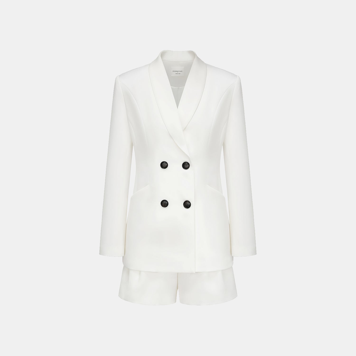 "Speak Sleek." 醋酸雙排扣西裝外套—White