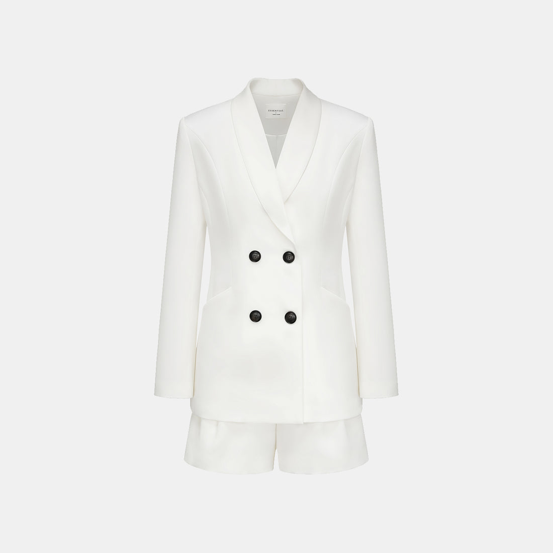 "Speak Sleek." 醋酸雙排扣西裝外套—White