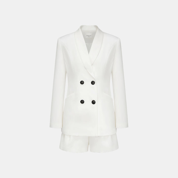 "Speak Sleek." 醋酸雙排扣西裝外套—White