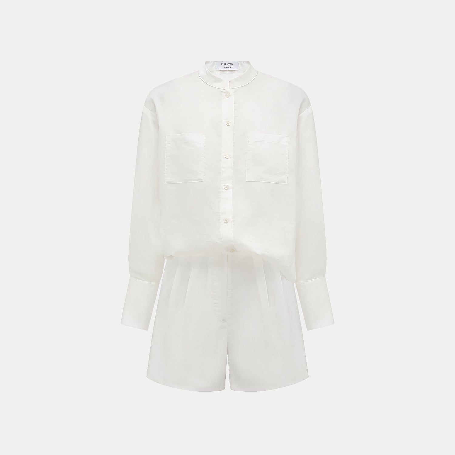 “知性時刻” 天絲緞面雪紡短褲—簡白