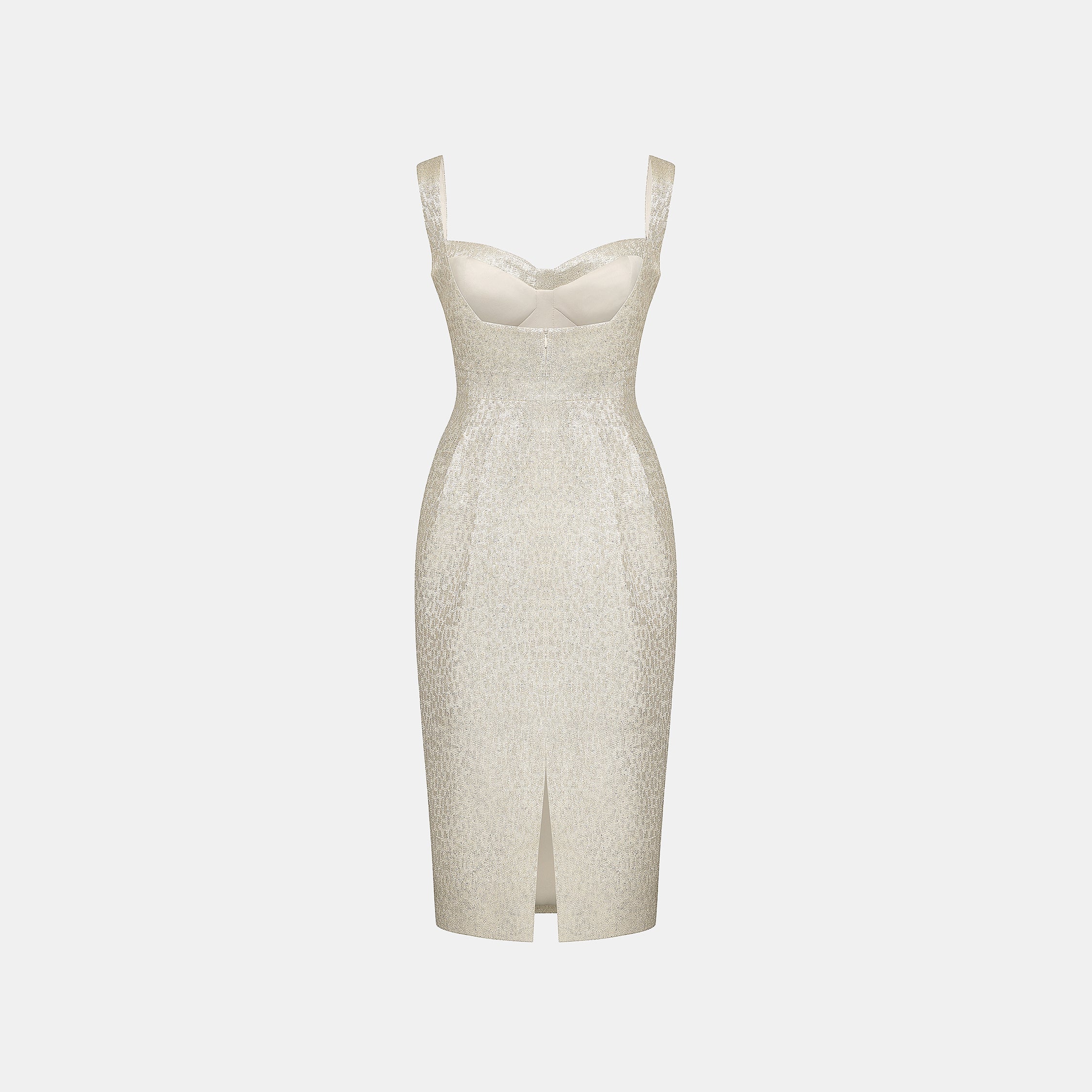 "Arcade of CherJoy Atelier."義大利特殊燦光織紋立體剪裁修身桃心領洋裝—Midnight Starlume月光華爾滋