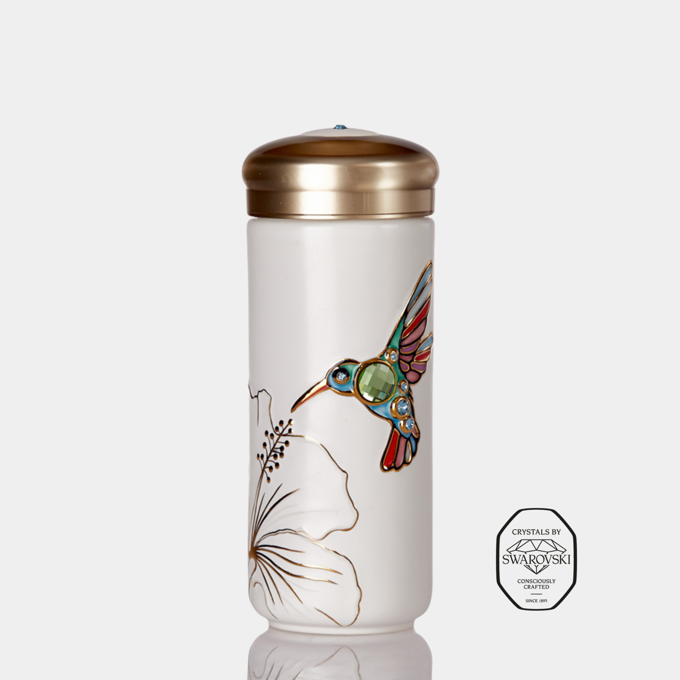 乾唐軒 吉星蜂鳥彩金水晶隨身杯 ─ 白彩金