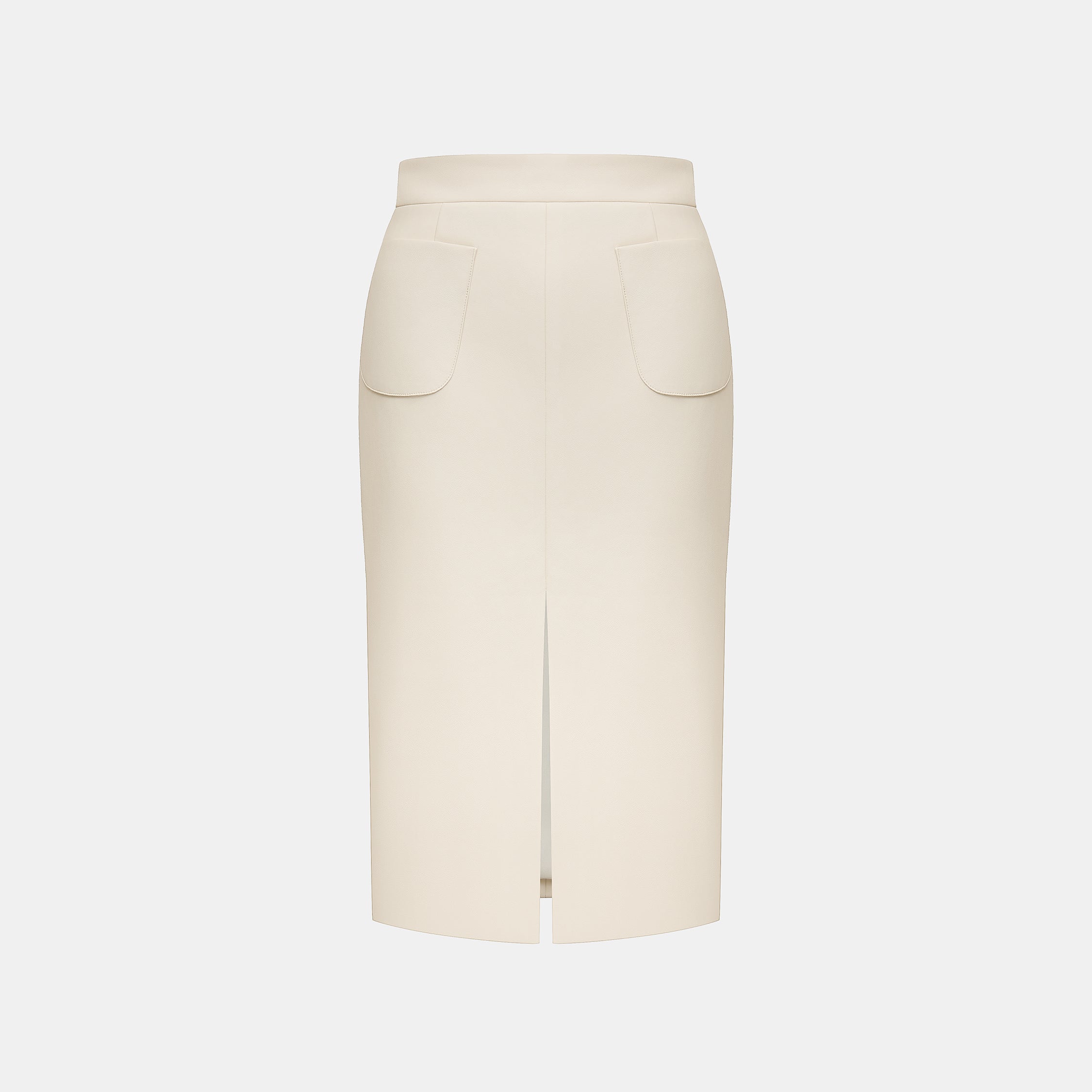 “Easy-go Chic” 純素皮精裁切皮工藝鉛筆裙—Champagne Mousse慕斯香檳