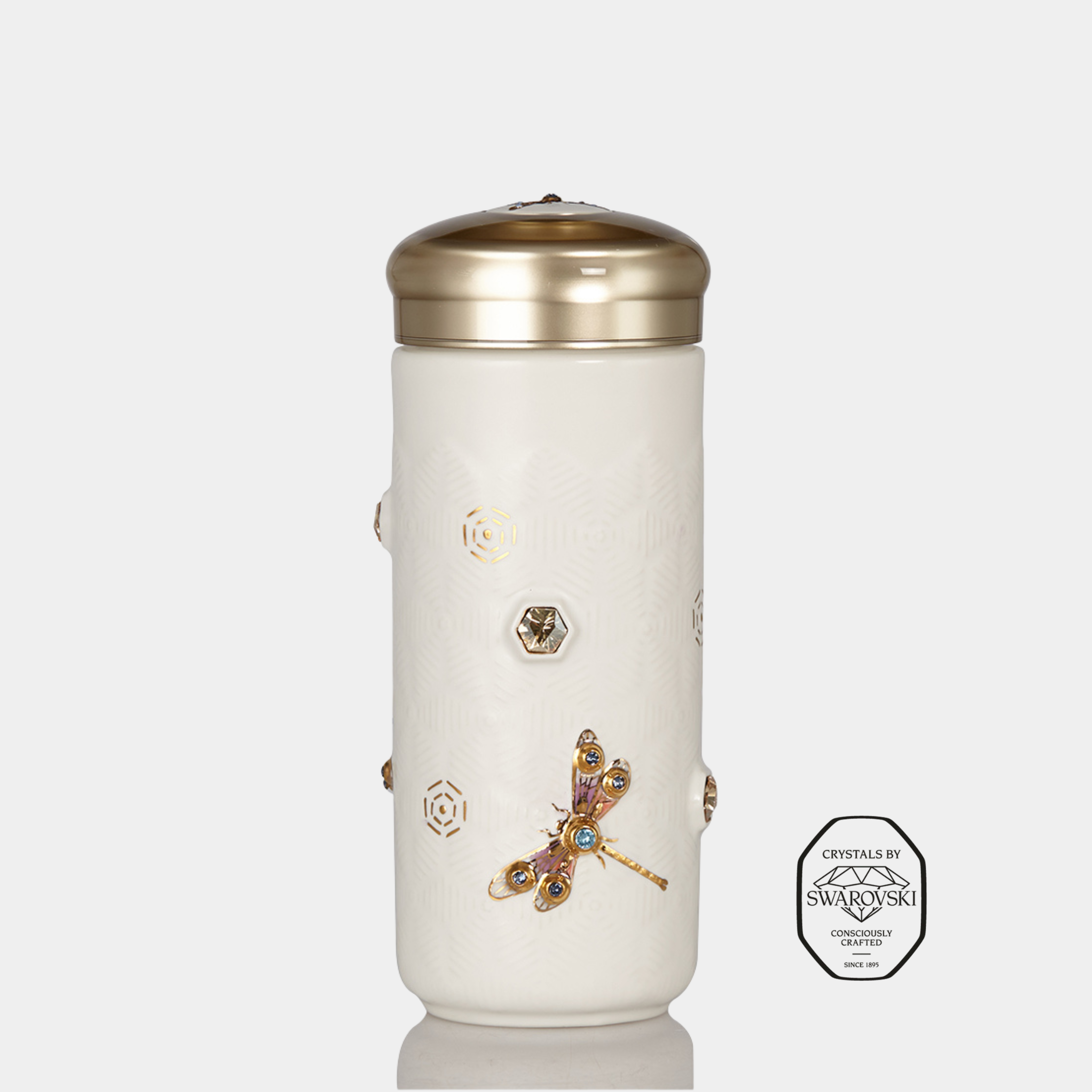 乾唐軒 吉星蜻投意合彩金水晶隨身杯 ─ 牙白彩金晶