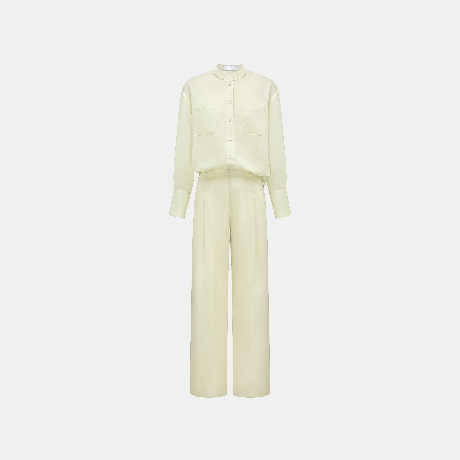 “知性時刻” 天絲緞面雪紡Oversized襯衫—鵝黃