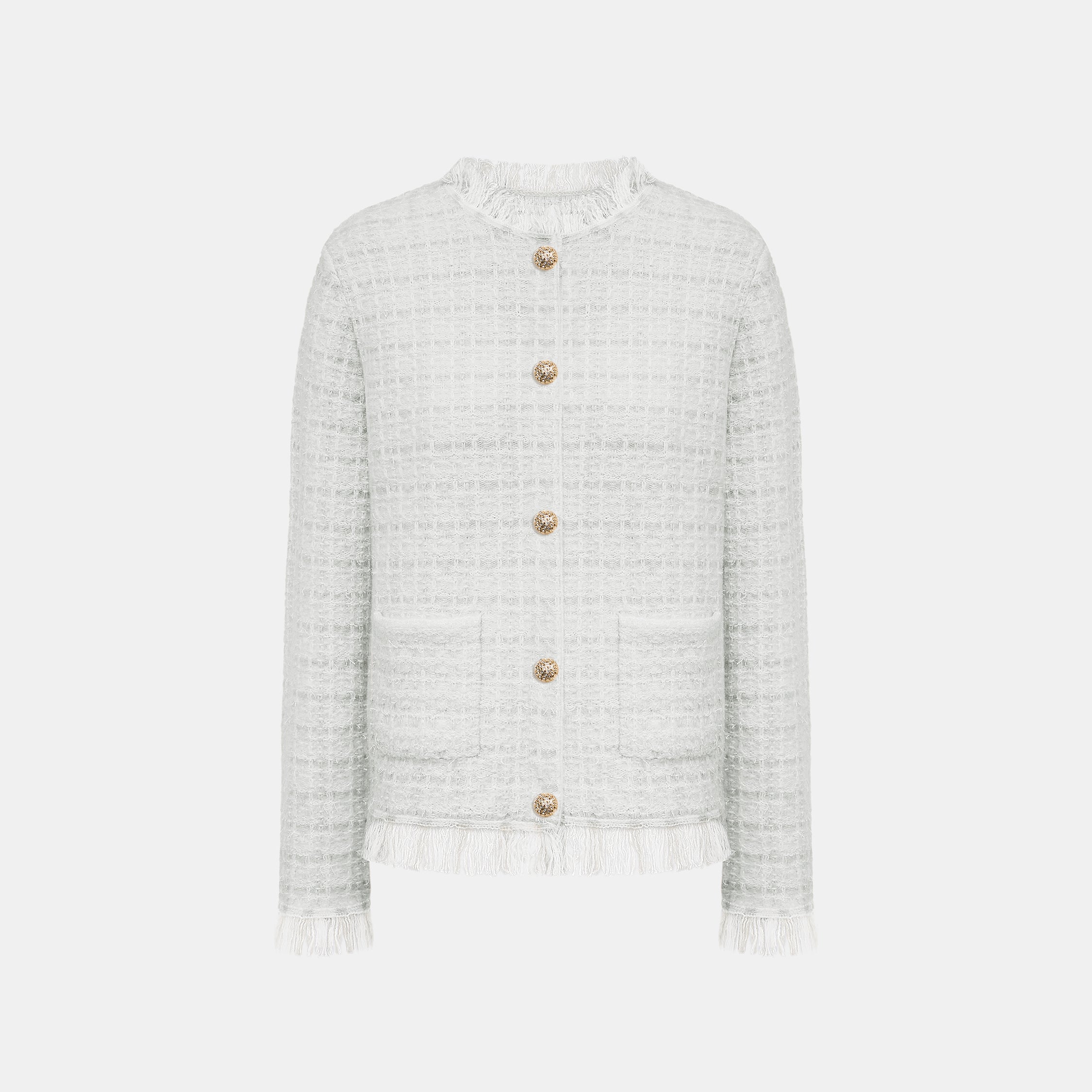 “Weekend at Monaco” Cashmere格織肌理流蘇針織外套—Blanc Rivage 白岸流光