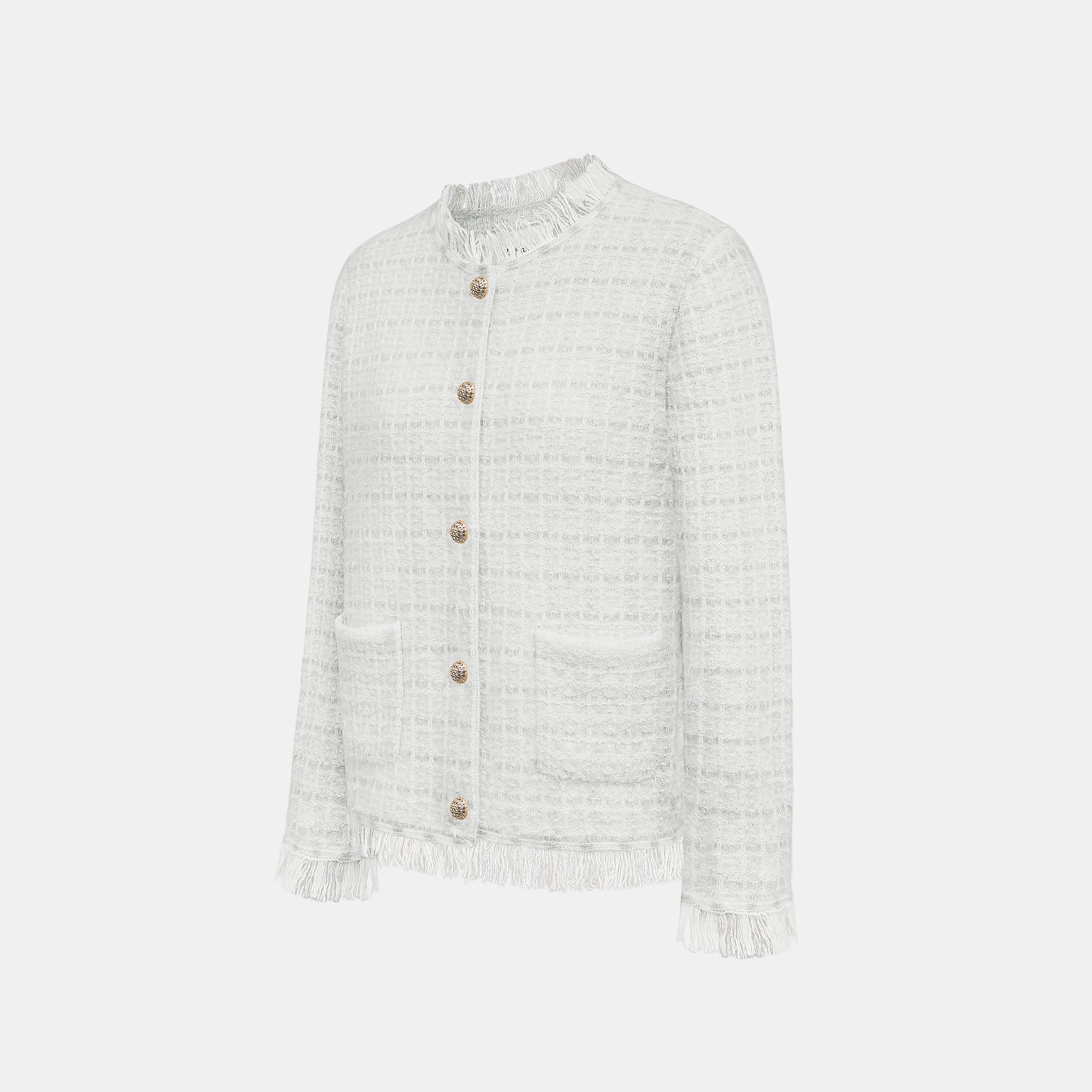 “Weekend at Monaco” Cashmere格織肌理流蘇針織外套—Blanc Rivage 白岸流光