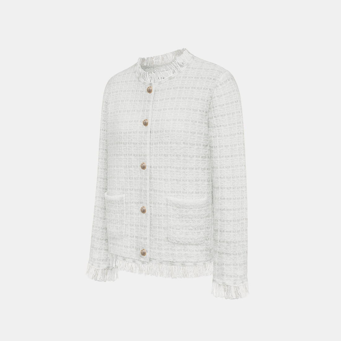 “Weekend at Monaco” Cashmere格織肌理流蘇針織外套—Blanc Rivage 白岸流光