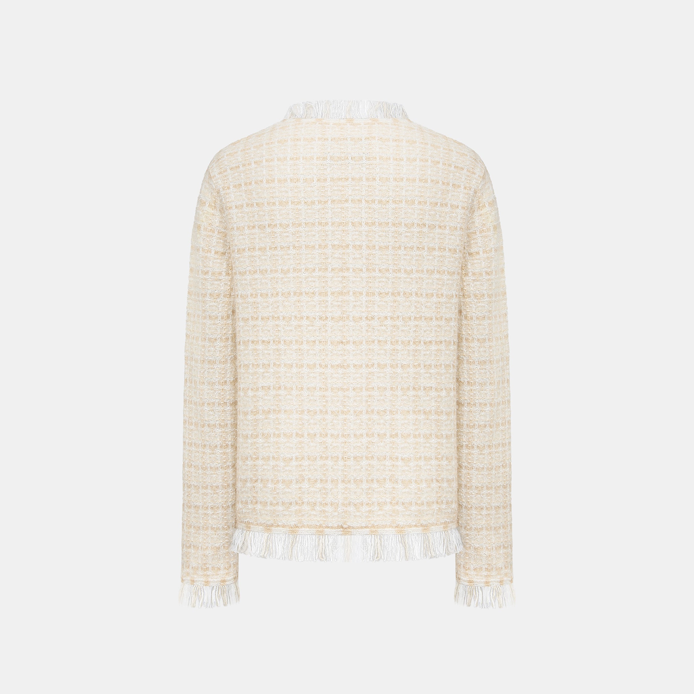 “Weekend at Monaco” Cashmere格織肌理流蘇針織外套—Sable Lumière 沙金微暈