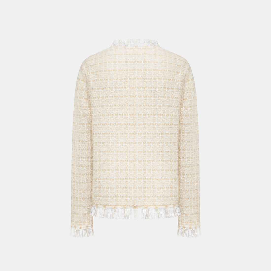 “Weekend at Monaco” Cashmere格織肌理流蘇針織外套—Sable Lumière 沙金微暈