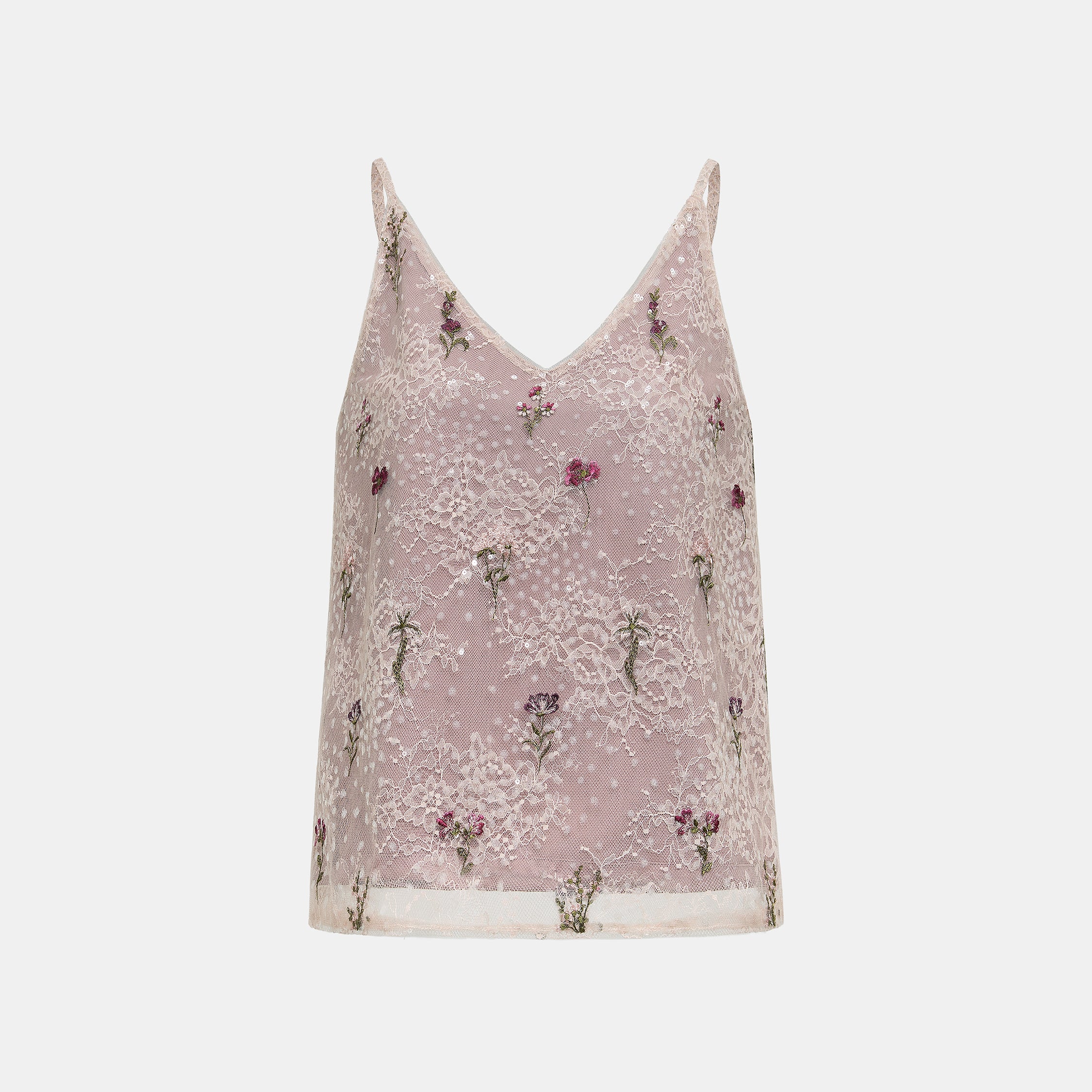 “Quiet Mastery”法國細繡織邊蕾絲細肩背心—Floré Veil 花序微隱