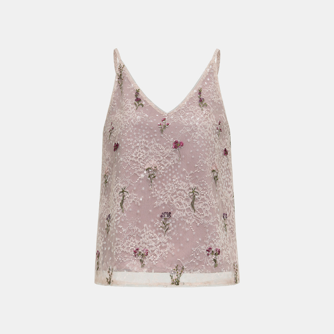 “Quiet Mastery”法國細繡織邊蕾絲細肩背心—Floré Veil 花序微隱
