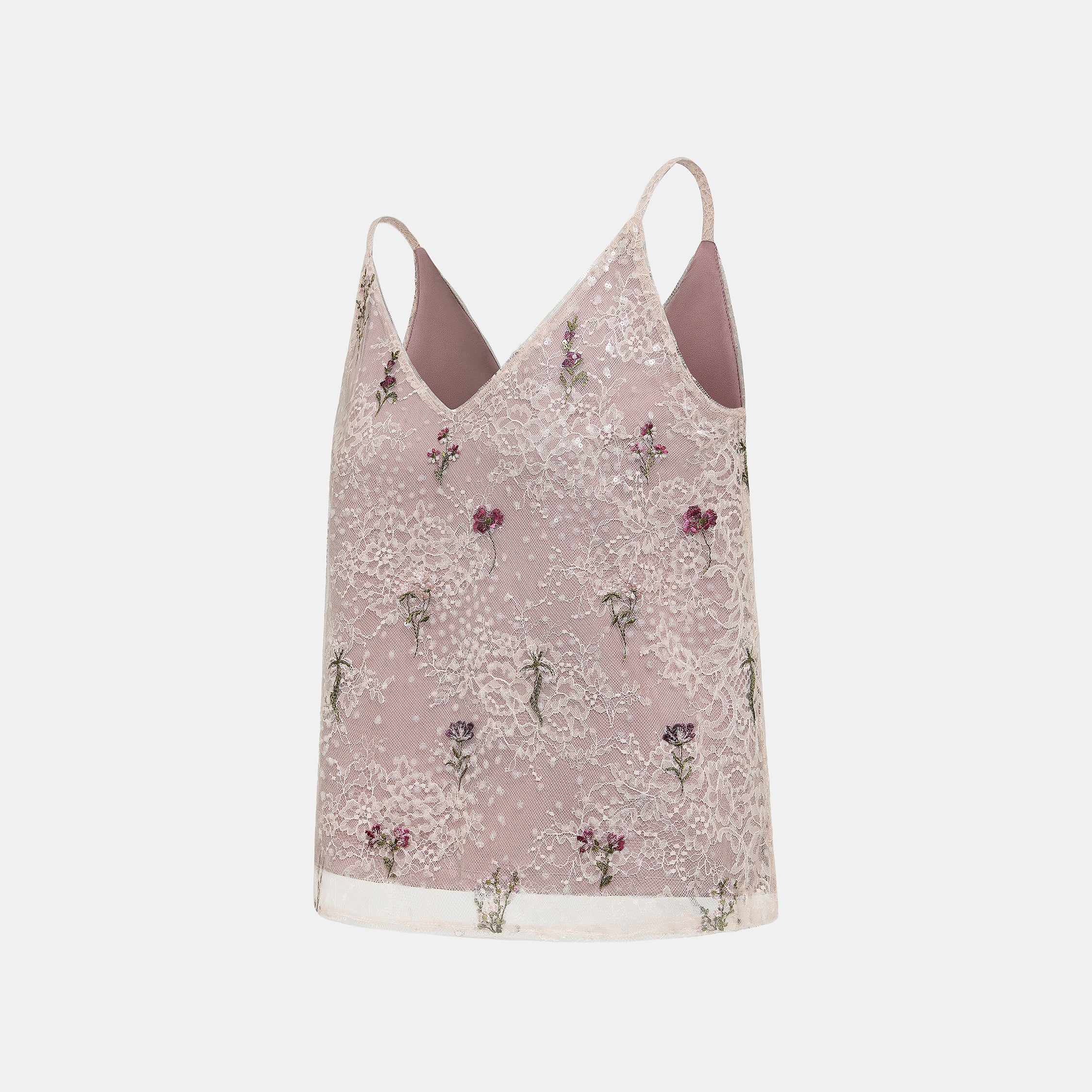 “Quiet Mastery”法國細繡織邊蕾絲細肩背心—Floré Veil 花序微隱