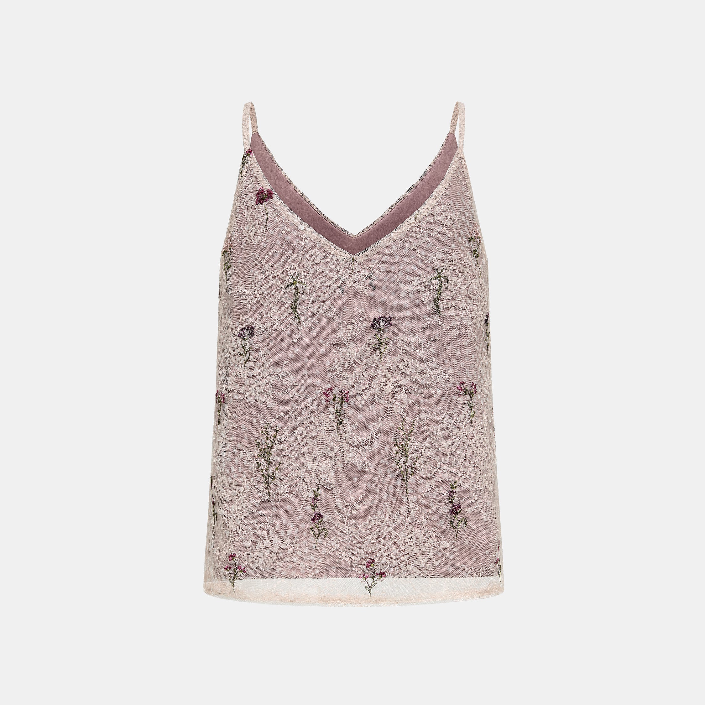 “Quiet Mastery”法國細繡織邊蕾絲細肩背心—Floré Veil 花序微隱