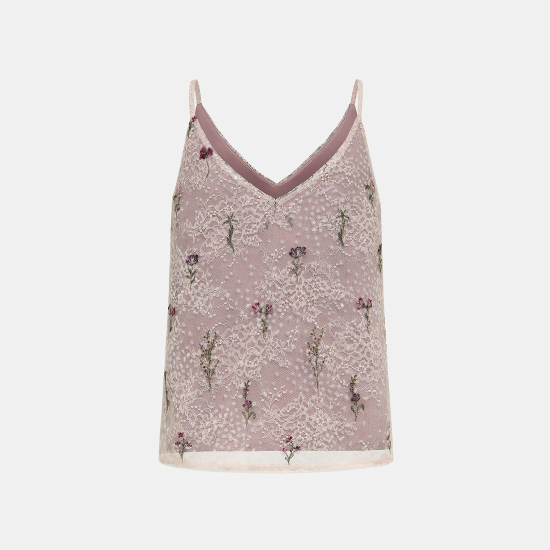 “Quiet Mastery”法國細繡織邊蕾絲細肩背心—Floré Veil 花序微隱