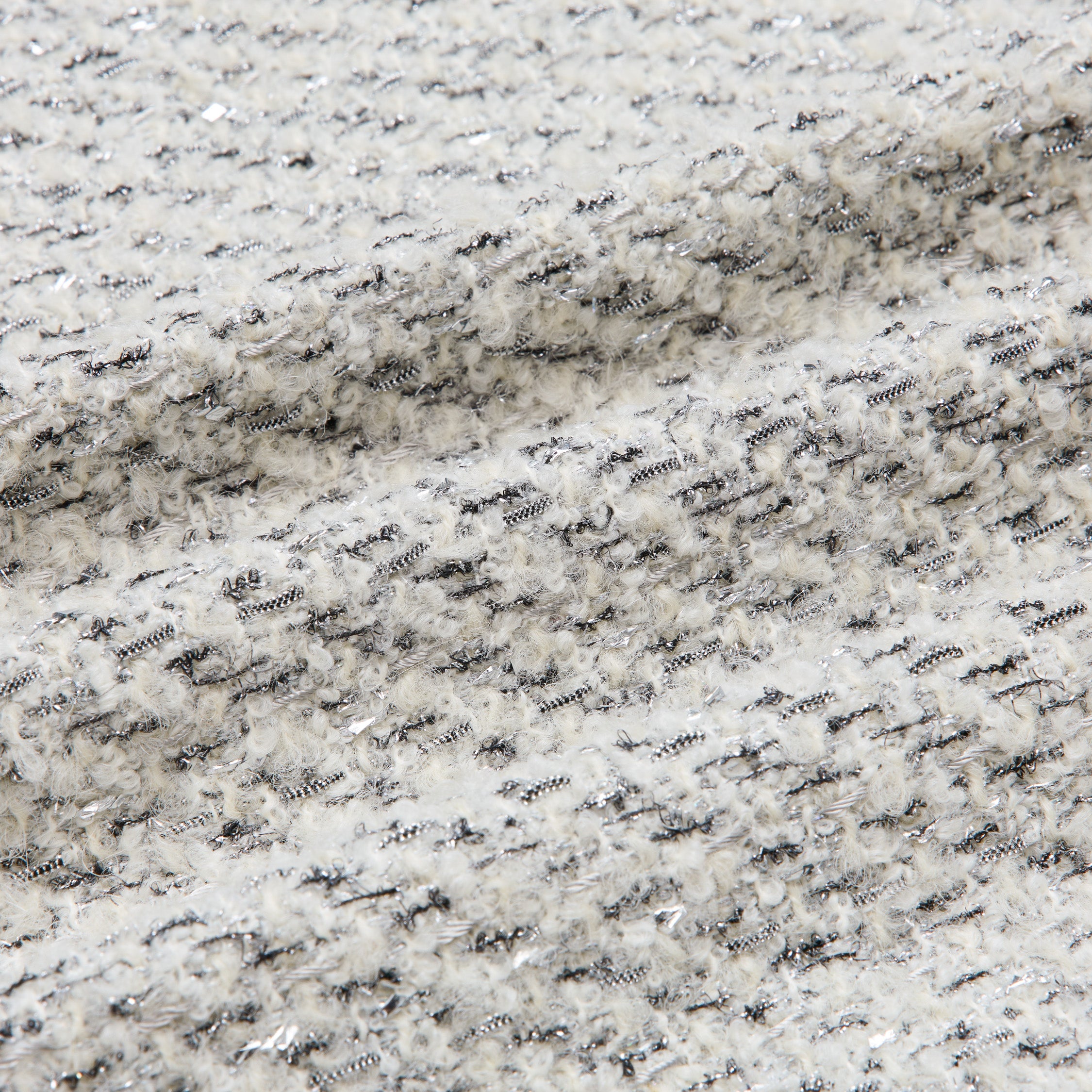 “Sloane Ave."法國高級訂製蓬圈銀織花呢Oversized背心—Silver Mist輕雪銀花