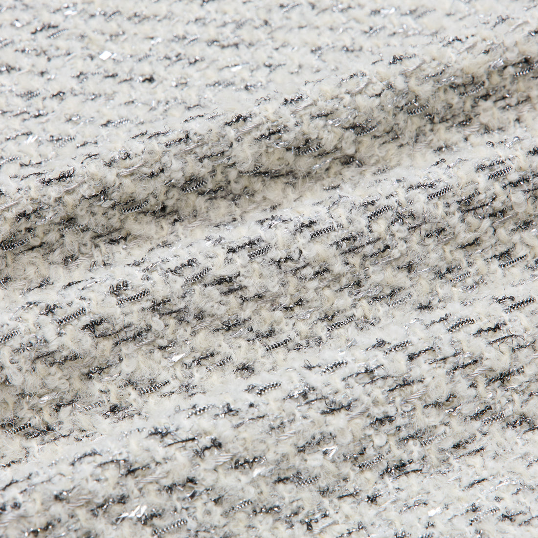 “Sloane Ave."法國高級訂製蓬圈銀織花呢Oversized背心—Silver Mist輕雪銀花