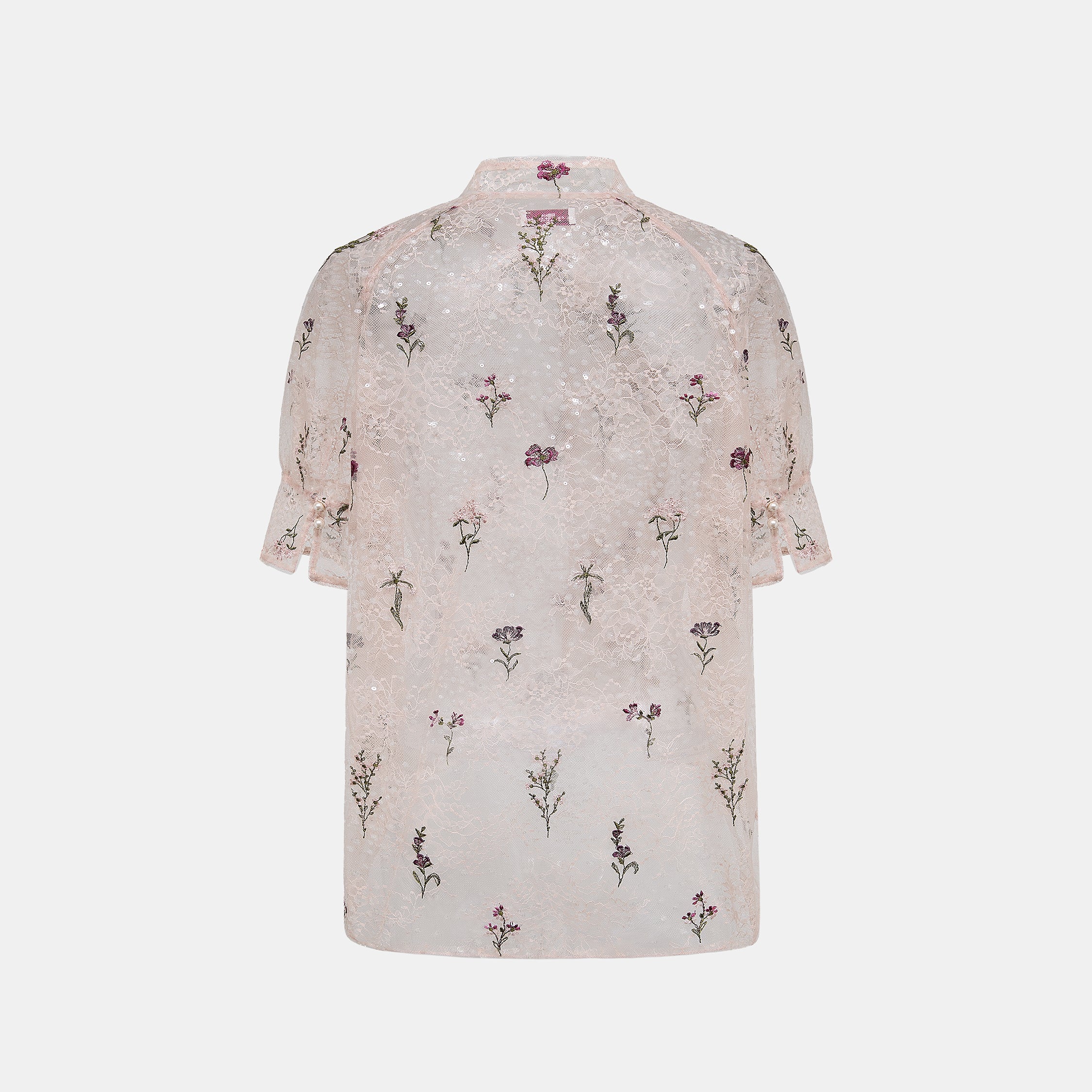 “Quiet Mastery”法國細繡織邊蕾絲輕國風短袖上衣—Floré Veil 花序微隱