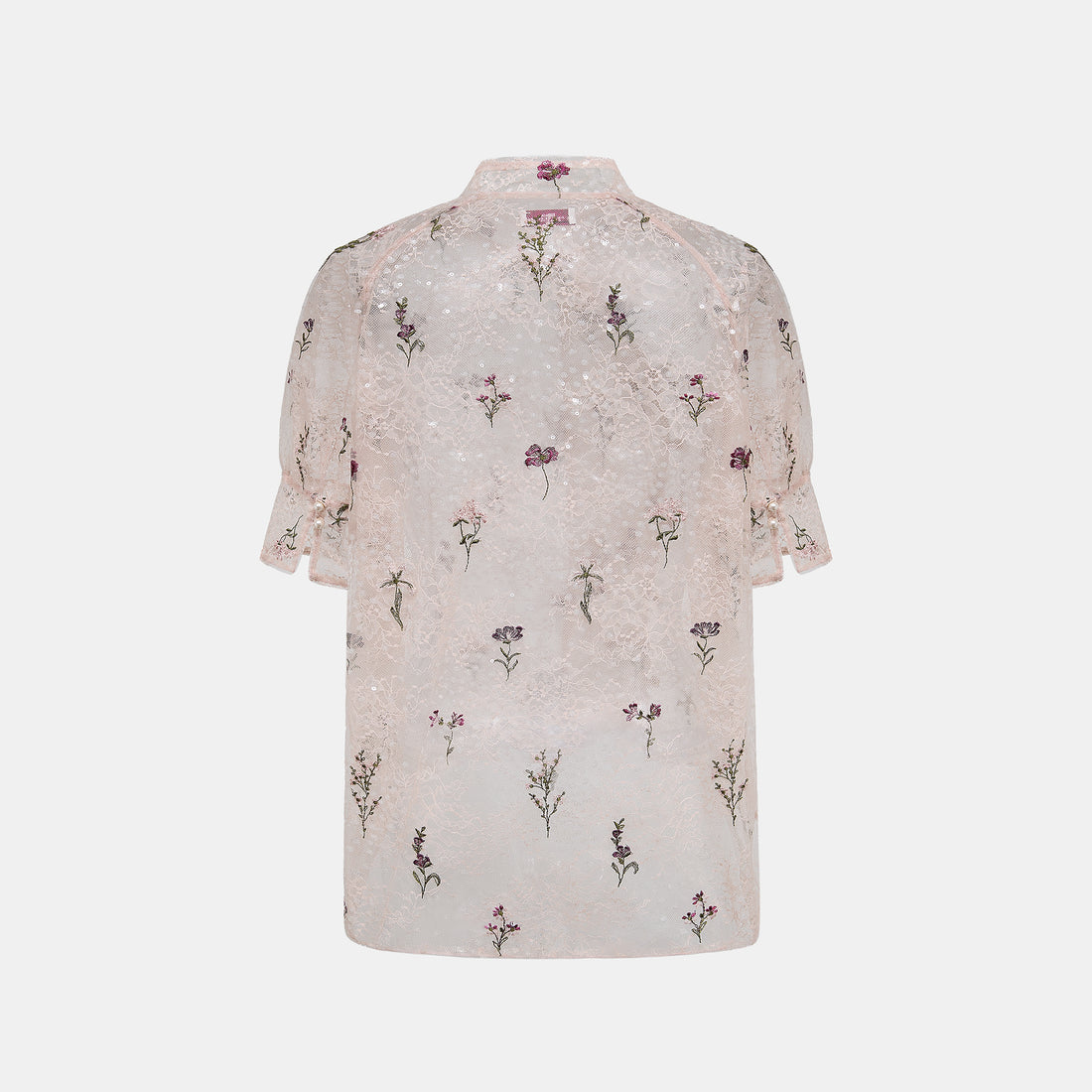 “Quiet Mastery”法國細繡織邊蕾絲輕國風短袖上衣—Floré Veil 花序微隱