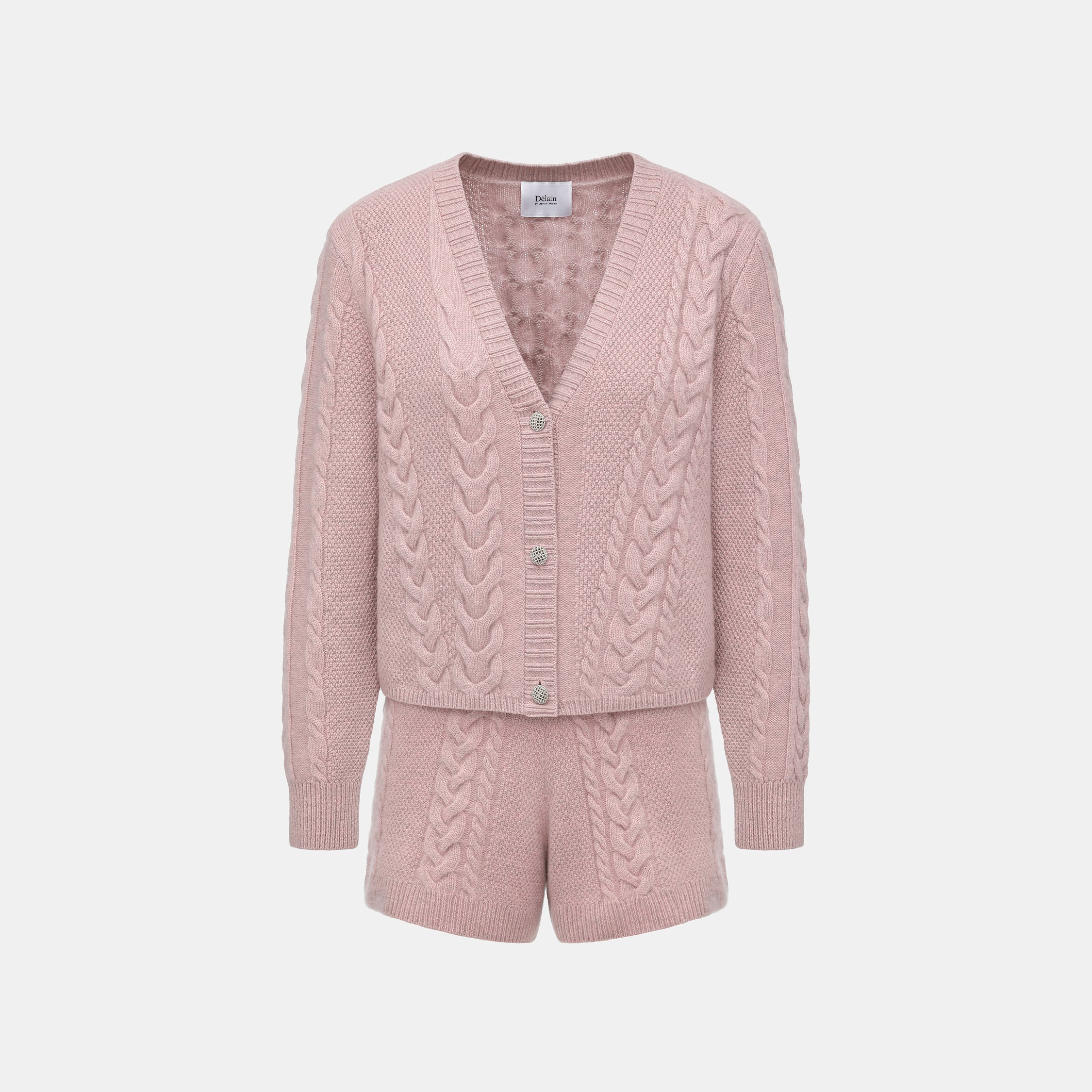 “Spring Diary” 100% Cashmere 立體編結針織開衫—Rosé Manuscript玫瑰詩稿