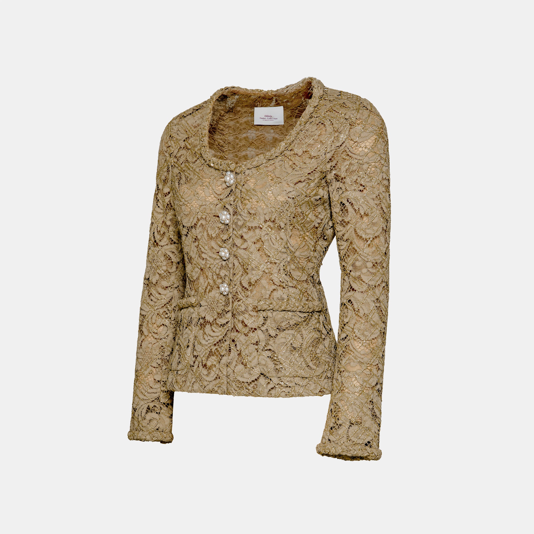 “Quiet Mastery.”法國高級訂製手繪描金工藝蕾絲外套—Gild Chant金緞香頌