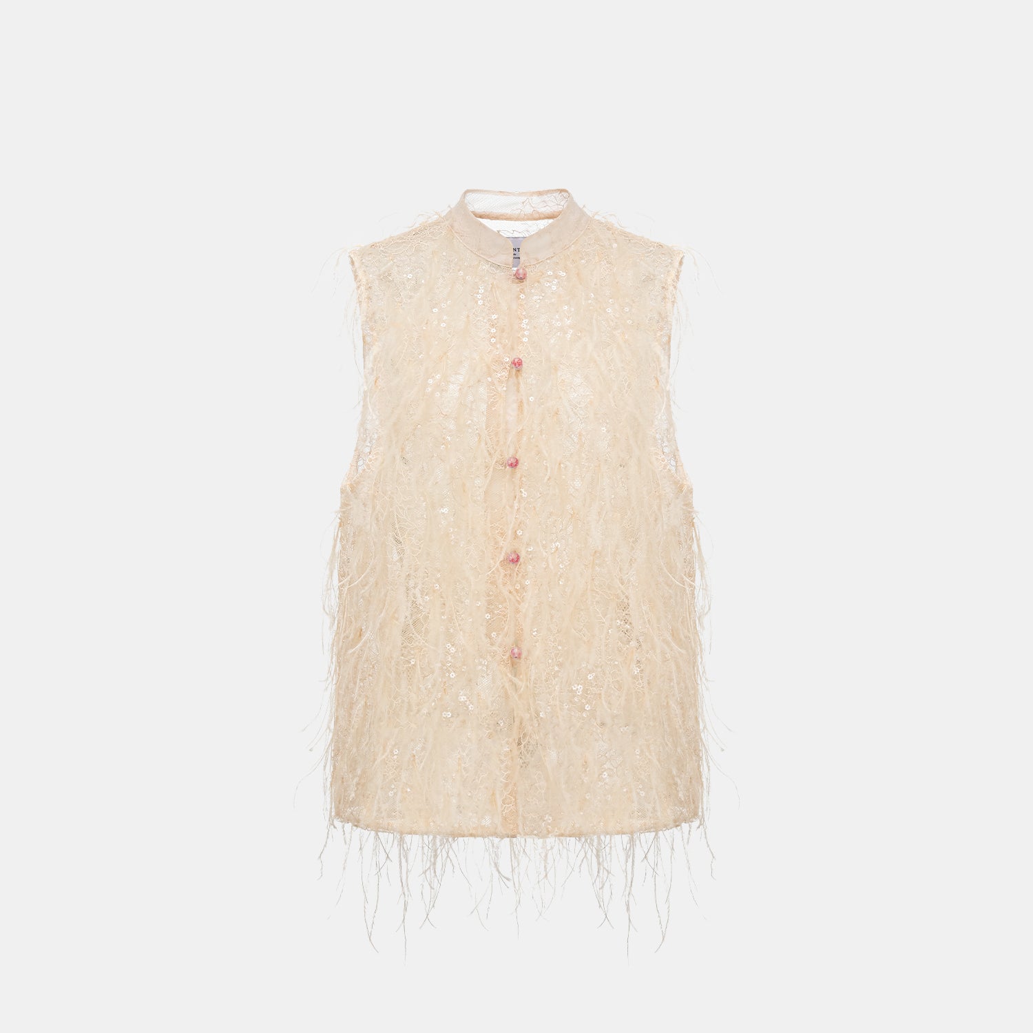 "Imperial Garden Teatime."珠繡羽毛工藝輕國風馬甲背心—Veloura Elixir羽金瑰夏