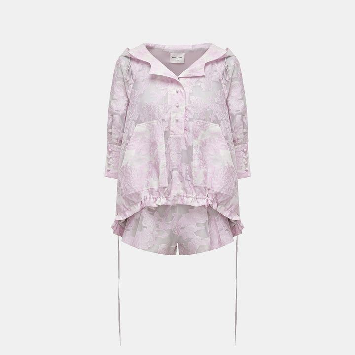 “春遊”提花連帽拉繩上衣—荷香