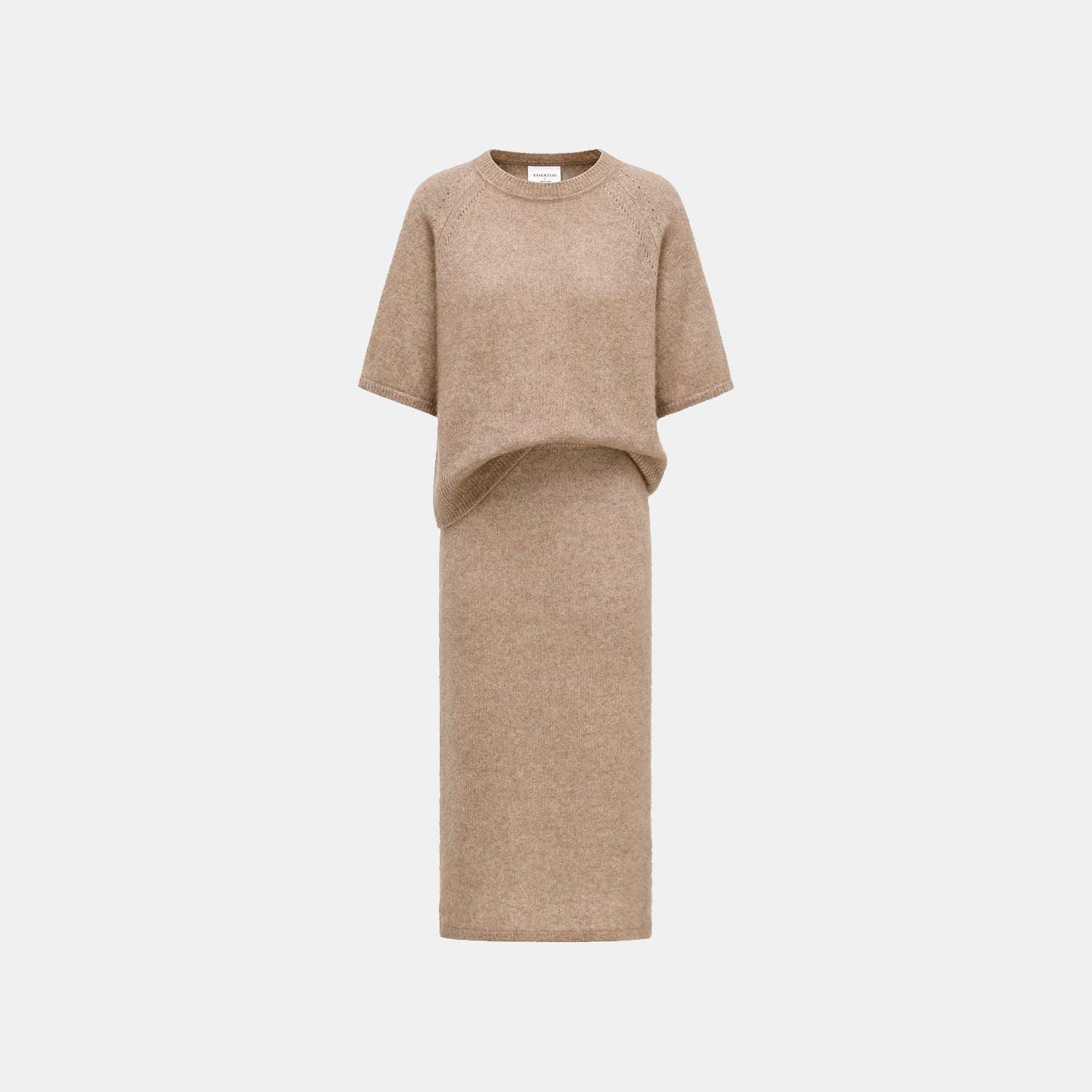 Autumn Diary Silk Cashmere Pencil Skirt—Earl Grey 