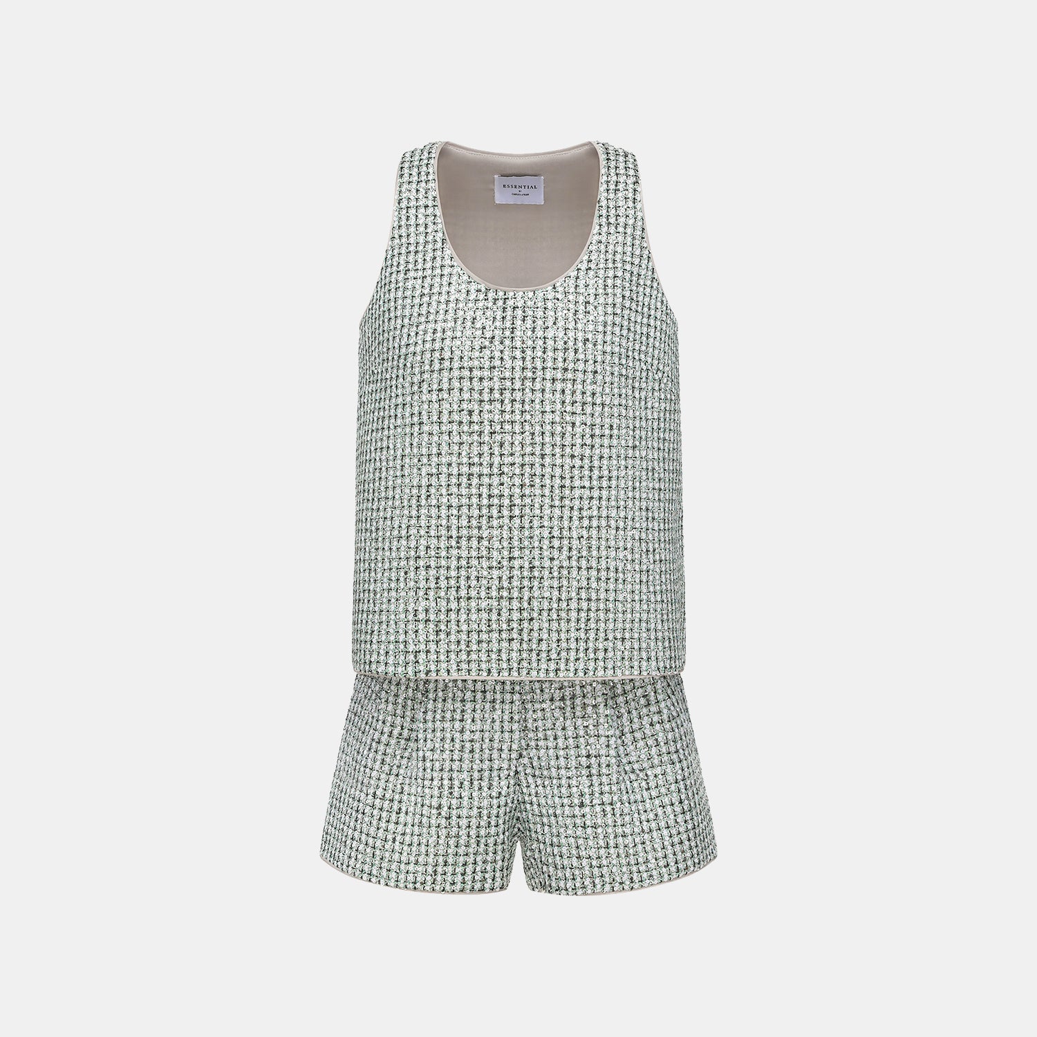 “Weekend at Monaco” 彩織亮片鑲藝花呢短褲—Chartreuse Swizzle夏翠絲旋舞