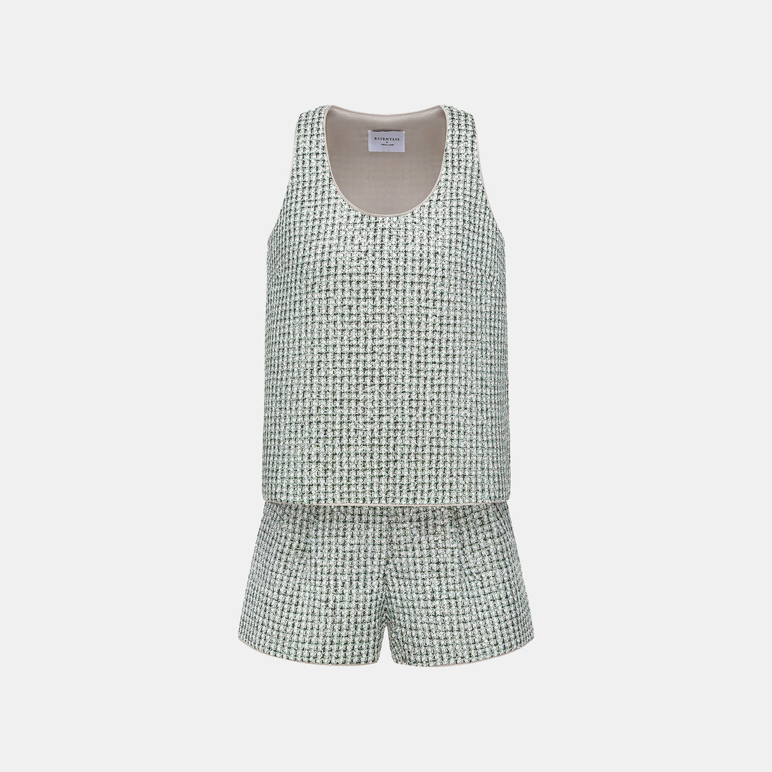 “Weekend at Monaco” 彩織亮片鑲藝花呢短褲—Chartreuse Swizzle夏翠絲旋舞