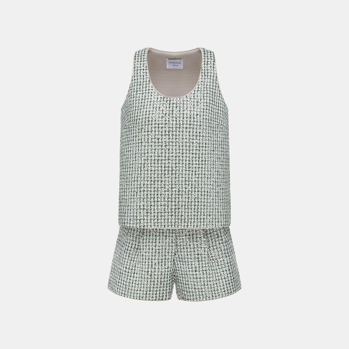 “Weekend at Monaco” 彩織亮片鑲藝花呢背心—Chartreuse Swizzle夏翠絲旋舞