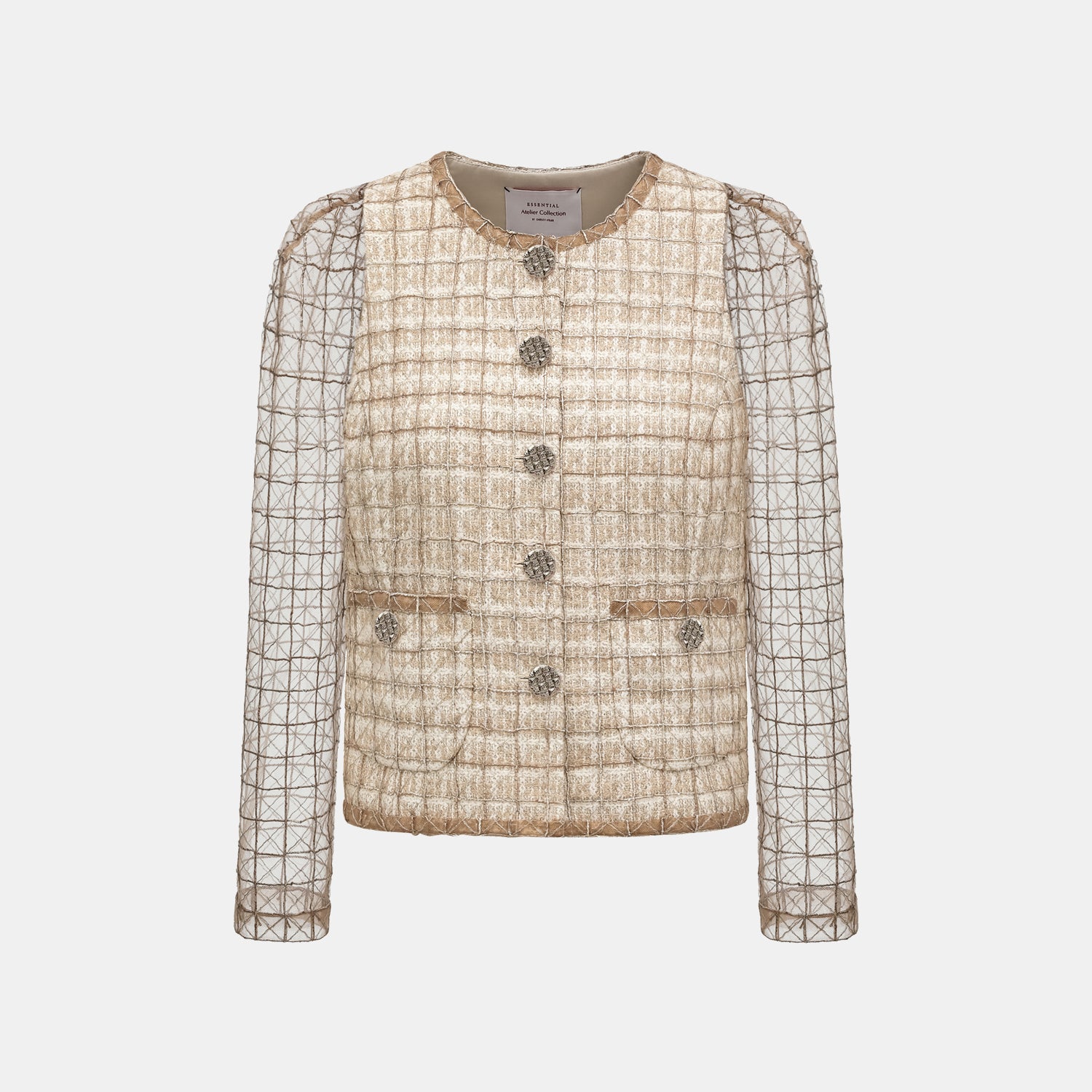 "Chelsea Citywalk.”法國輕紗縷金工藝花呢外套—Maison Royale映金浮影