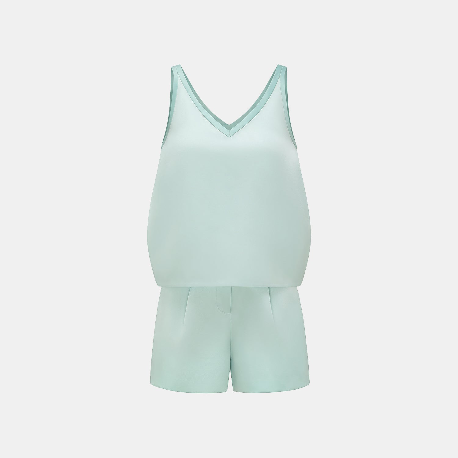 "Weekend at Monaco." 重磅緞面拼接工藝背心 — Mint