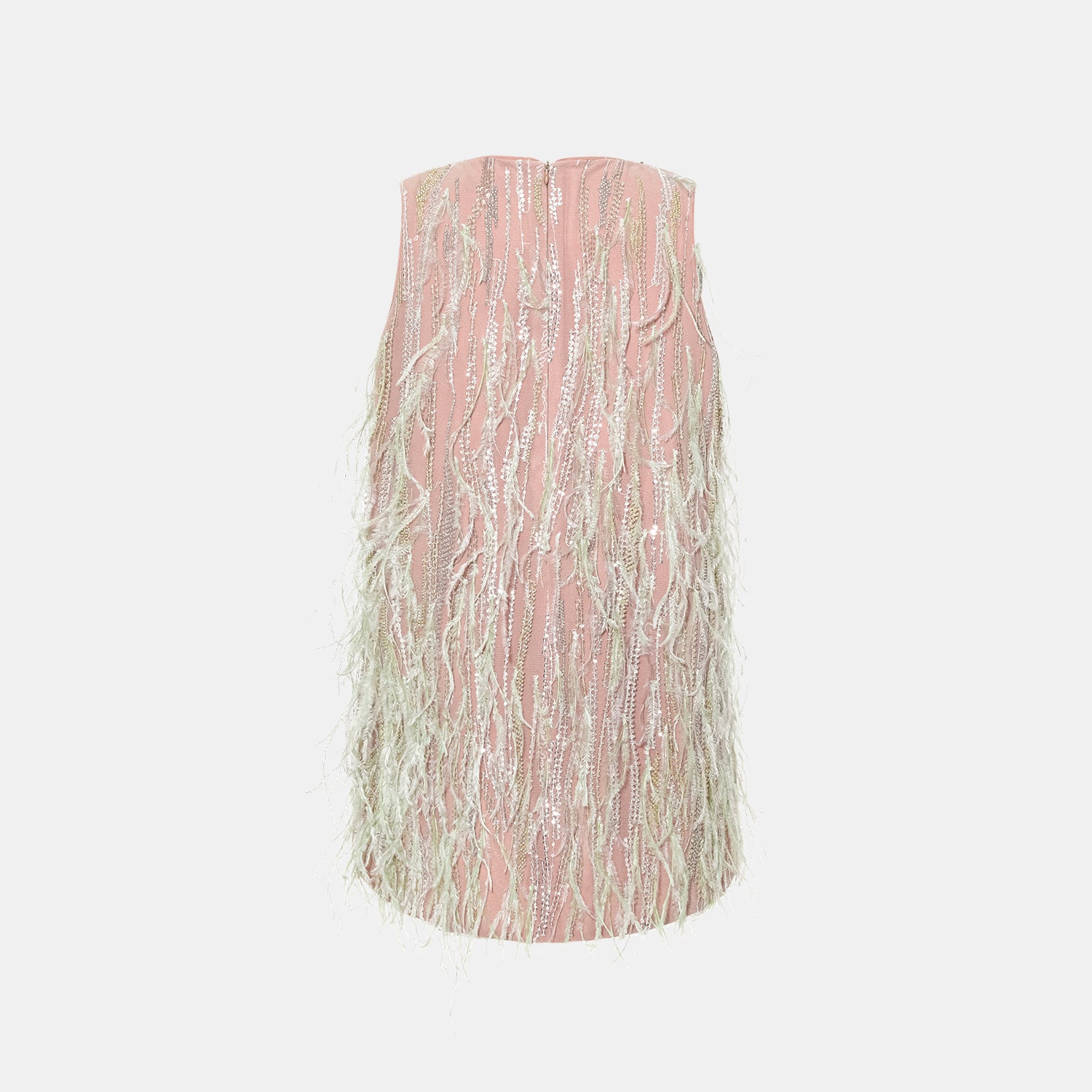 “Welcome to my party.” 珠繡羽毛工藝背心