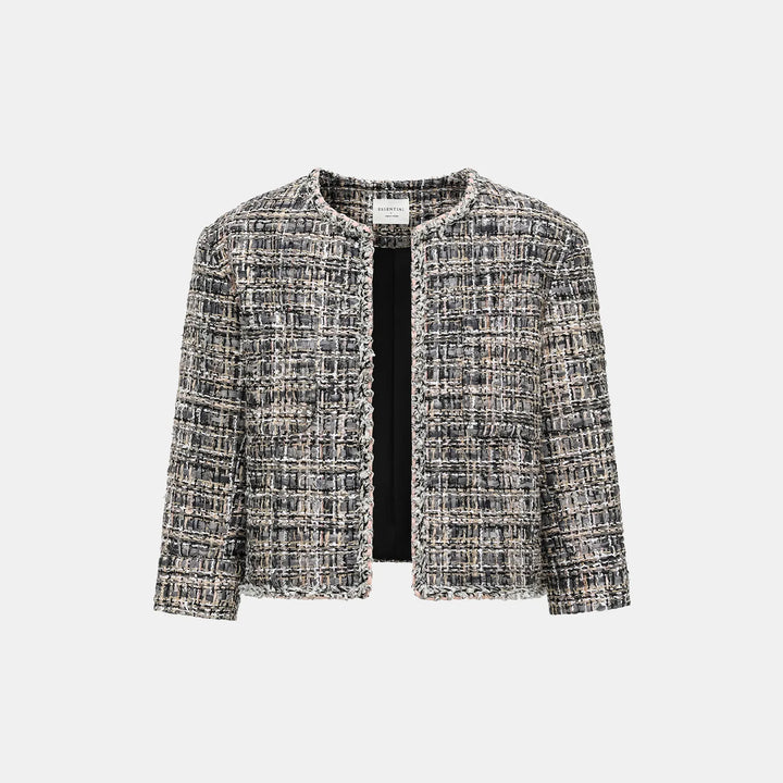 “Knightsbridge citywalk.” Tweed jacket—grey 