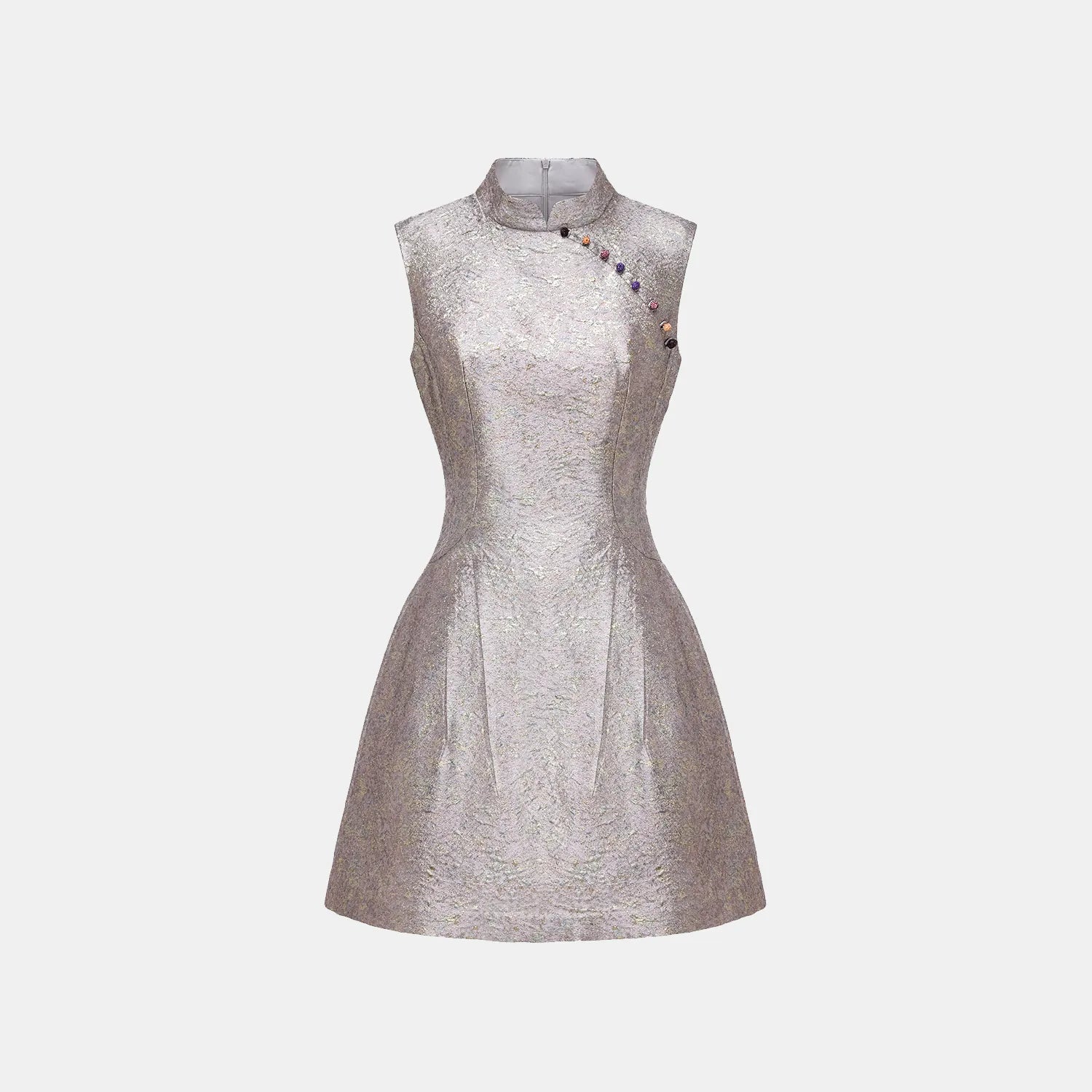 "Imperial Garden Gala" 義大利製提花面料新中式立裁輕國風短洋裝—紫藤繞翠