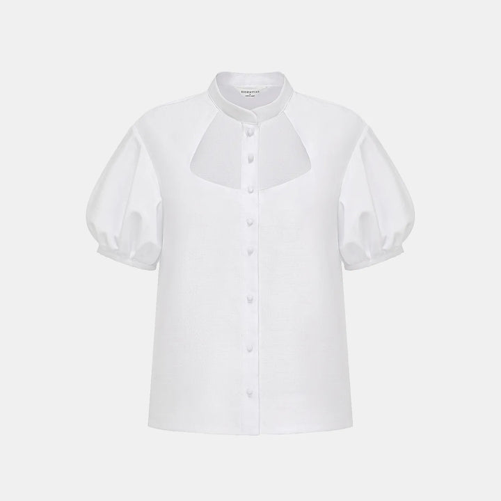 “Sloane Ave glam.” 鏤空設計襯衫— 白 (霧面/緞面)