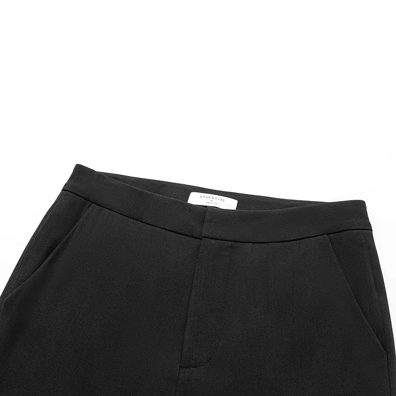 "Autumn Diary" Korean super stretch drape texture fabric beautiful leg filter flared pants - black 