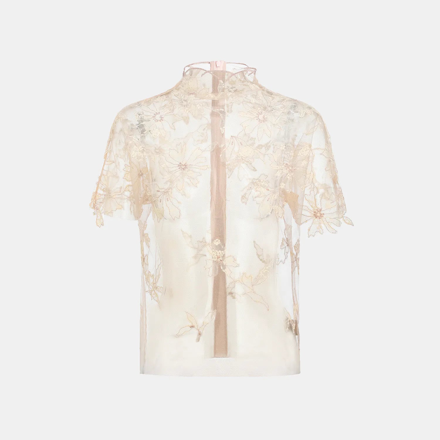 “Quiet Mastery”  法國頂級手工畫藝蕾絲上衣—Blush & Bloom