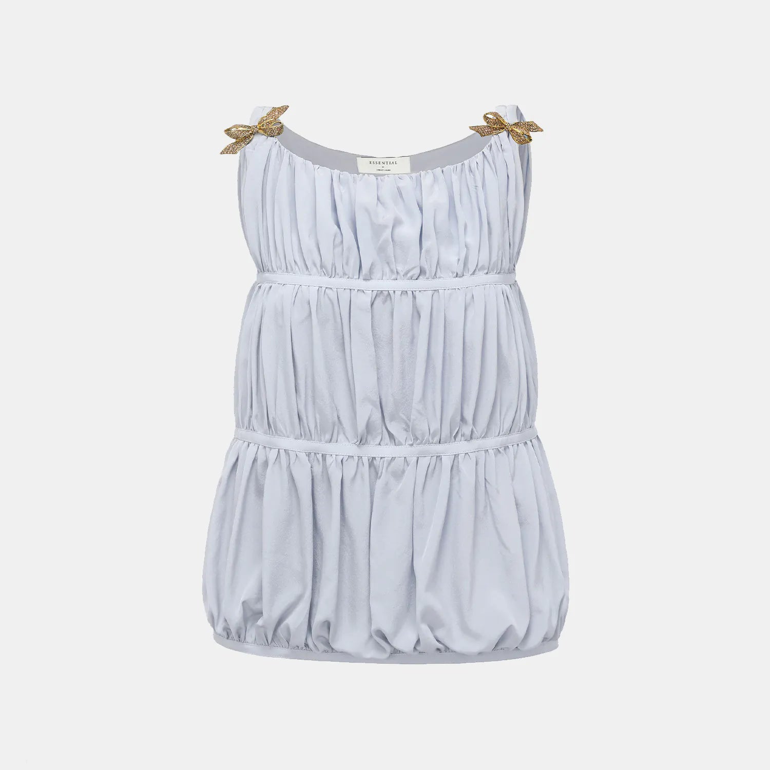 "Brunch at Ritz." 真絲雪紡立體抽褶背心— 暮雲煙紫